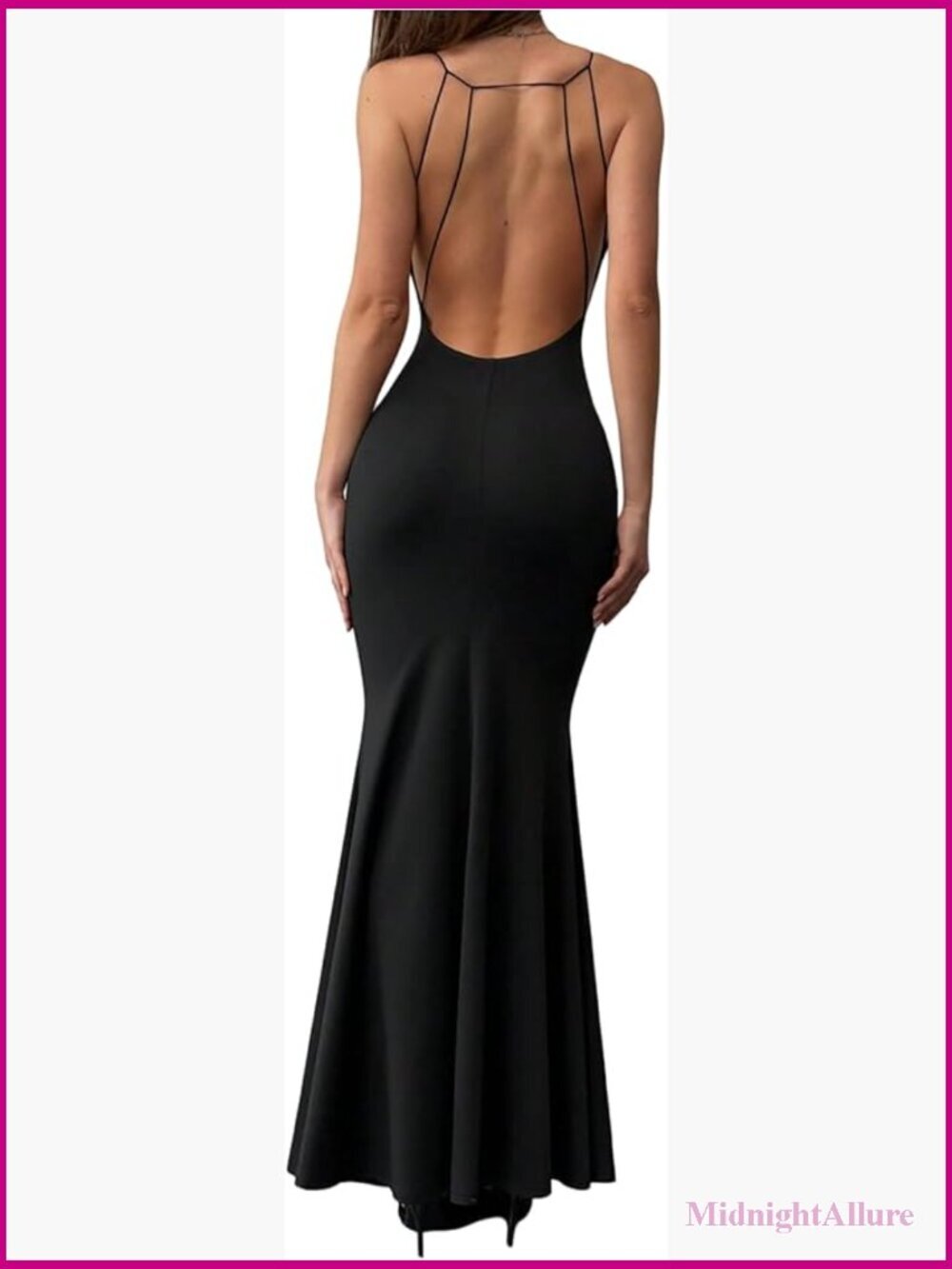 Open Back Maxi Fishtail Cocktail Dress Sleeveless Deep V Neck Party Outfit